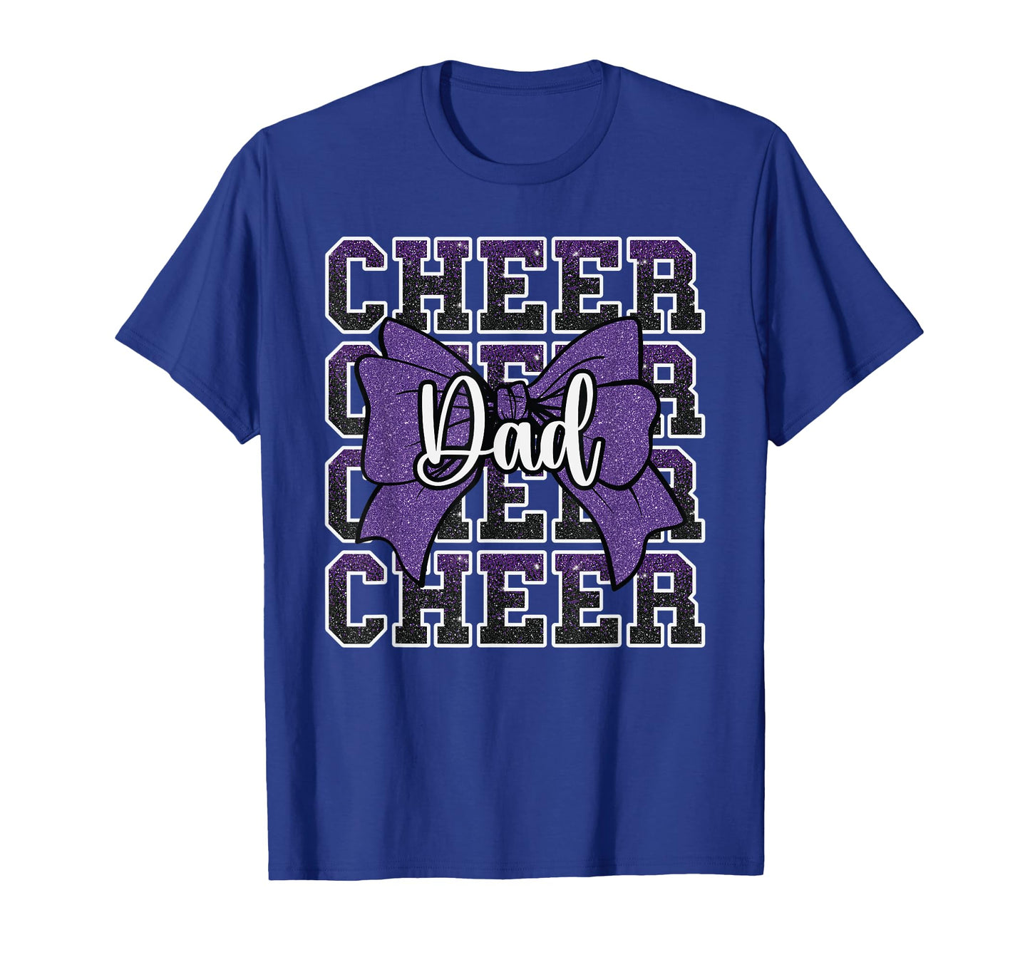 Cheer Dad Daddy Bow Sport Cheerleader Cheerleading Purple T-Shirt