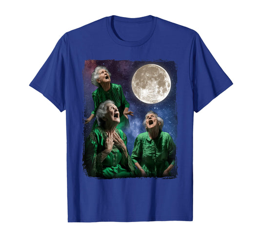 Grandma Howling At Moon Three Granny Moon T-Shirt