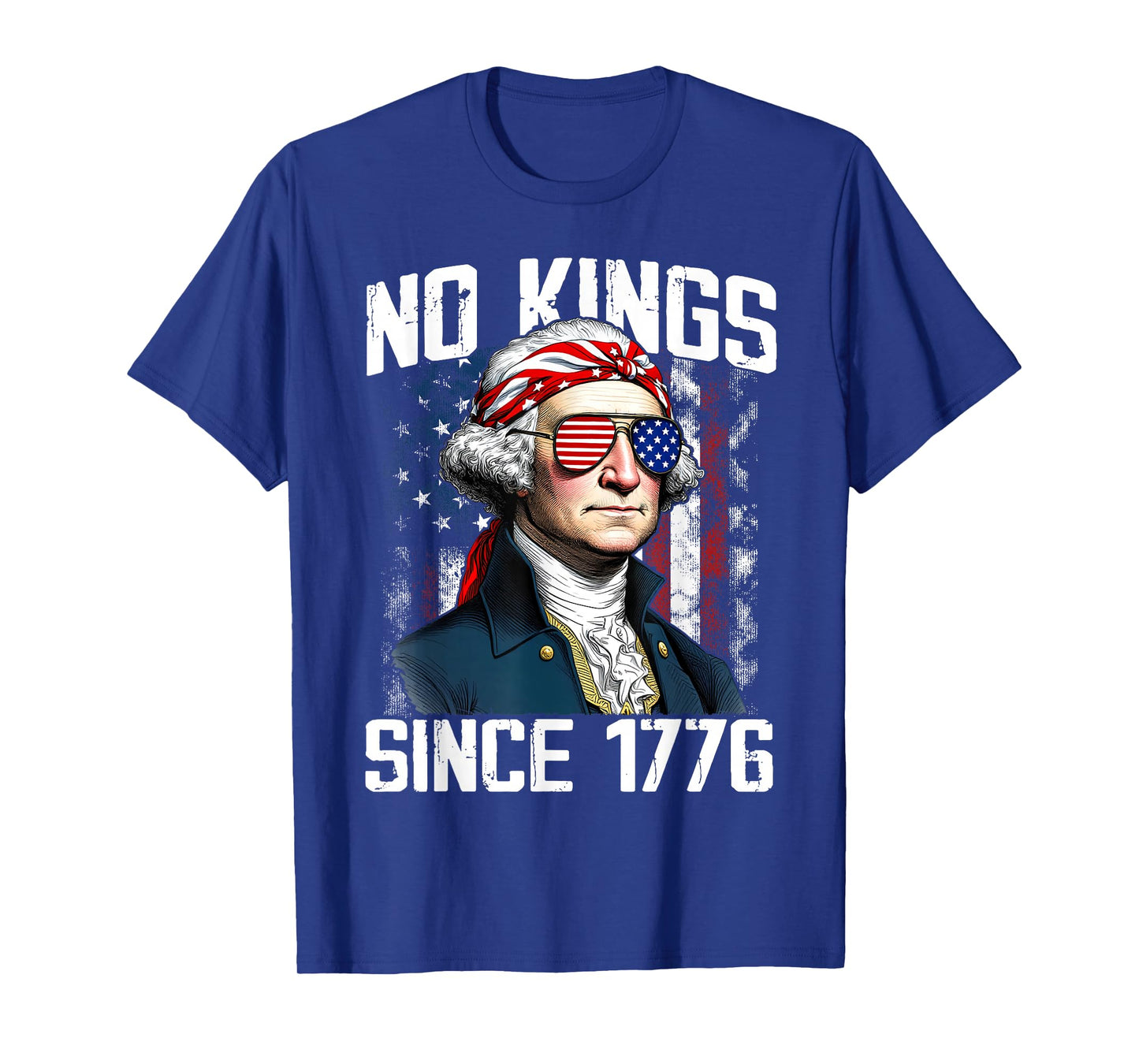 No Kings in America Since 1776 Distressed USA Flag Vintage T-Shirt