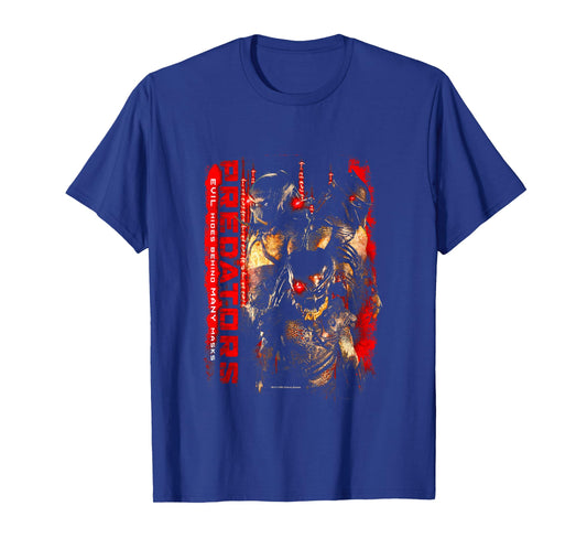 Aliens Iconic Predators Evil Hides Behind Many Mask Poster T-Shirt