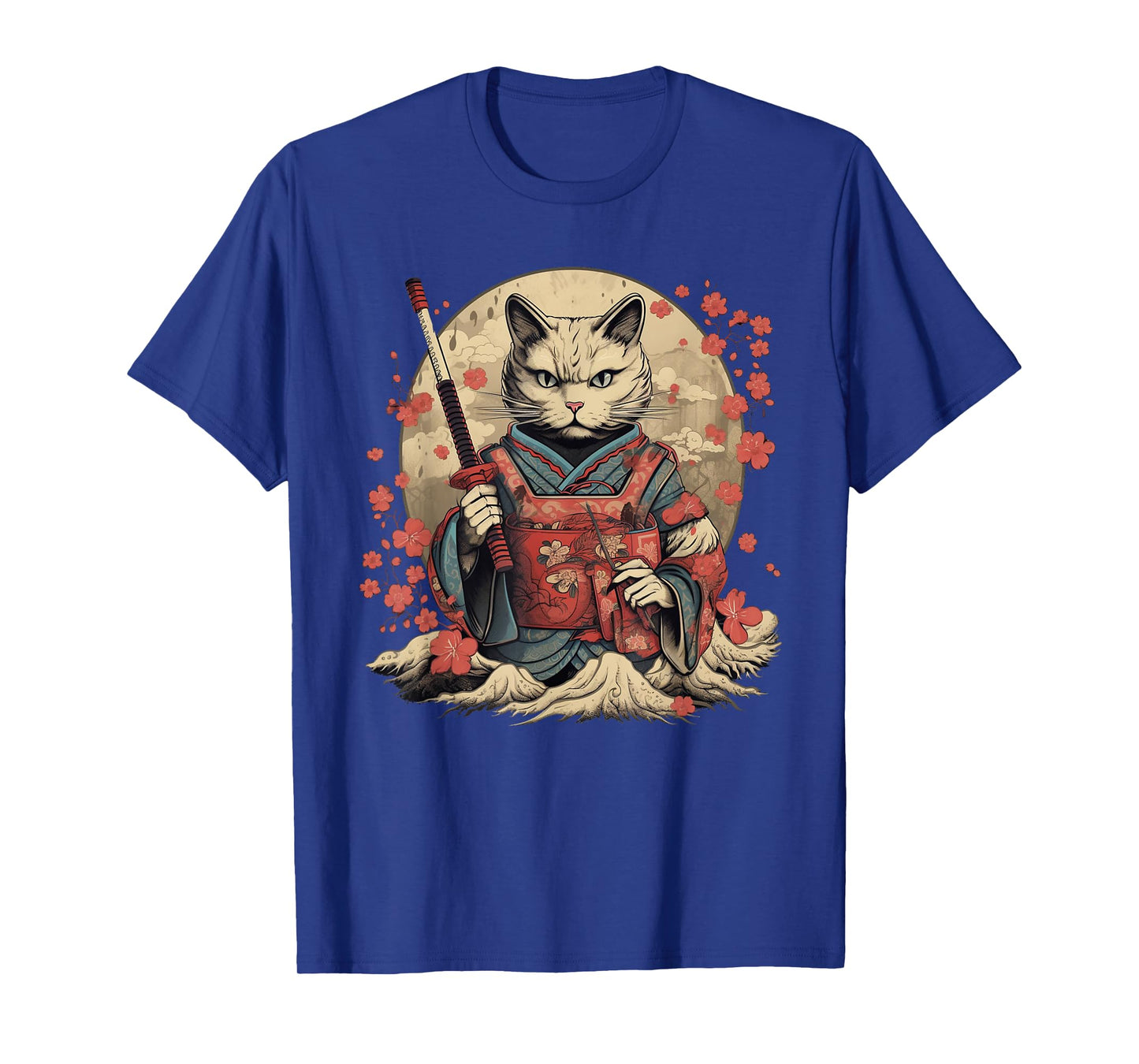 Vintage Japanese Samurai Ninja Cat Tattoo Kawaii T-Shirt