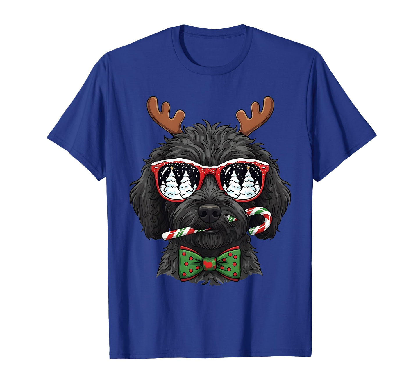 Black Doodle Christmas Reindeer Holiday Dog Lover Xmas T-Shirt