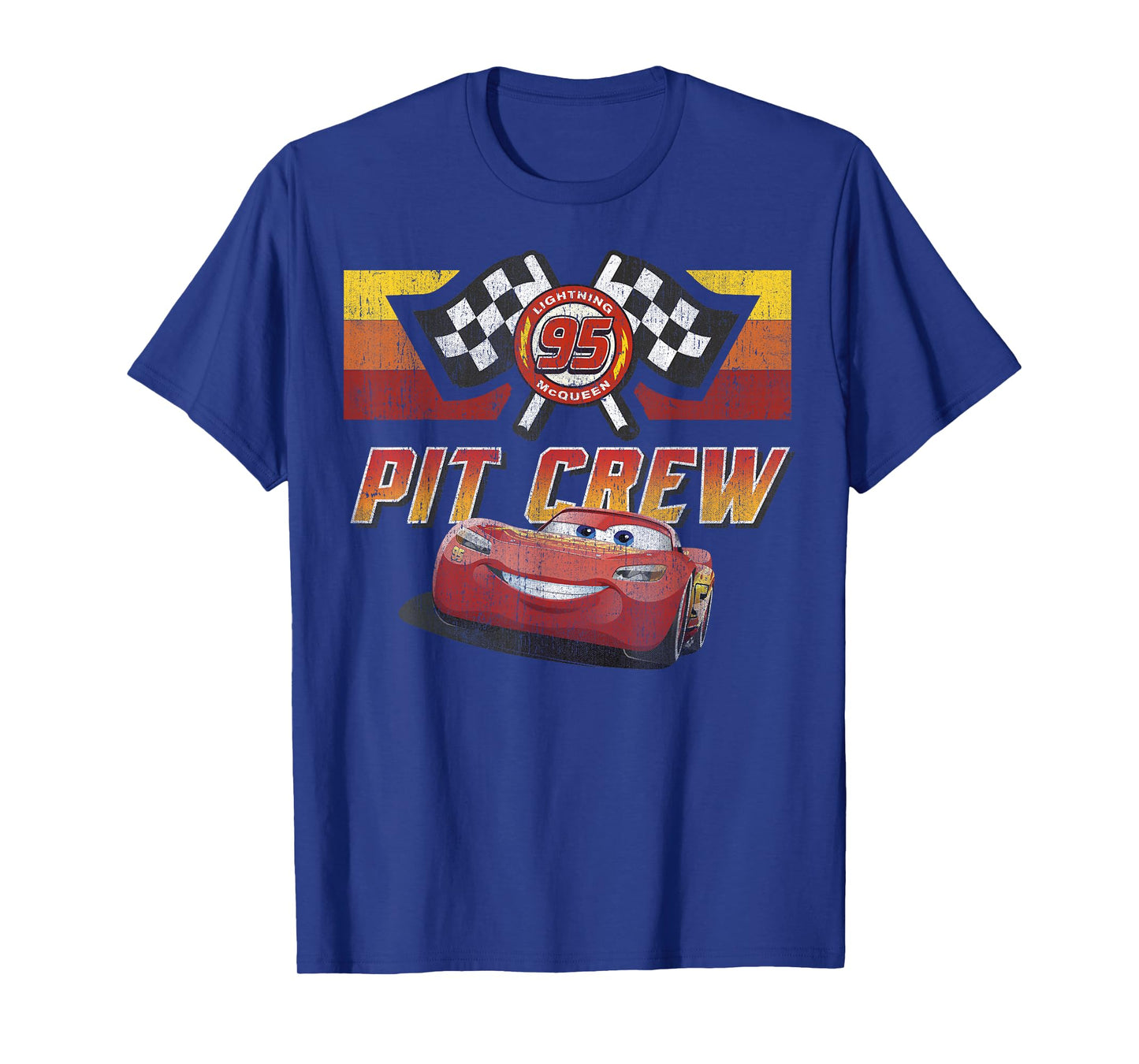 Disney Pixar Cars McQueen Pit Crew Red Distressed T-Shirt