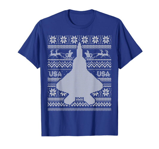 F 22 Raptor Ugly Christmas Sweater Style T-Shirt