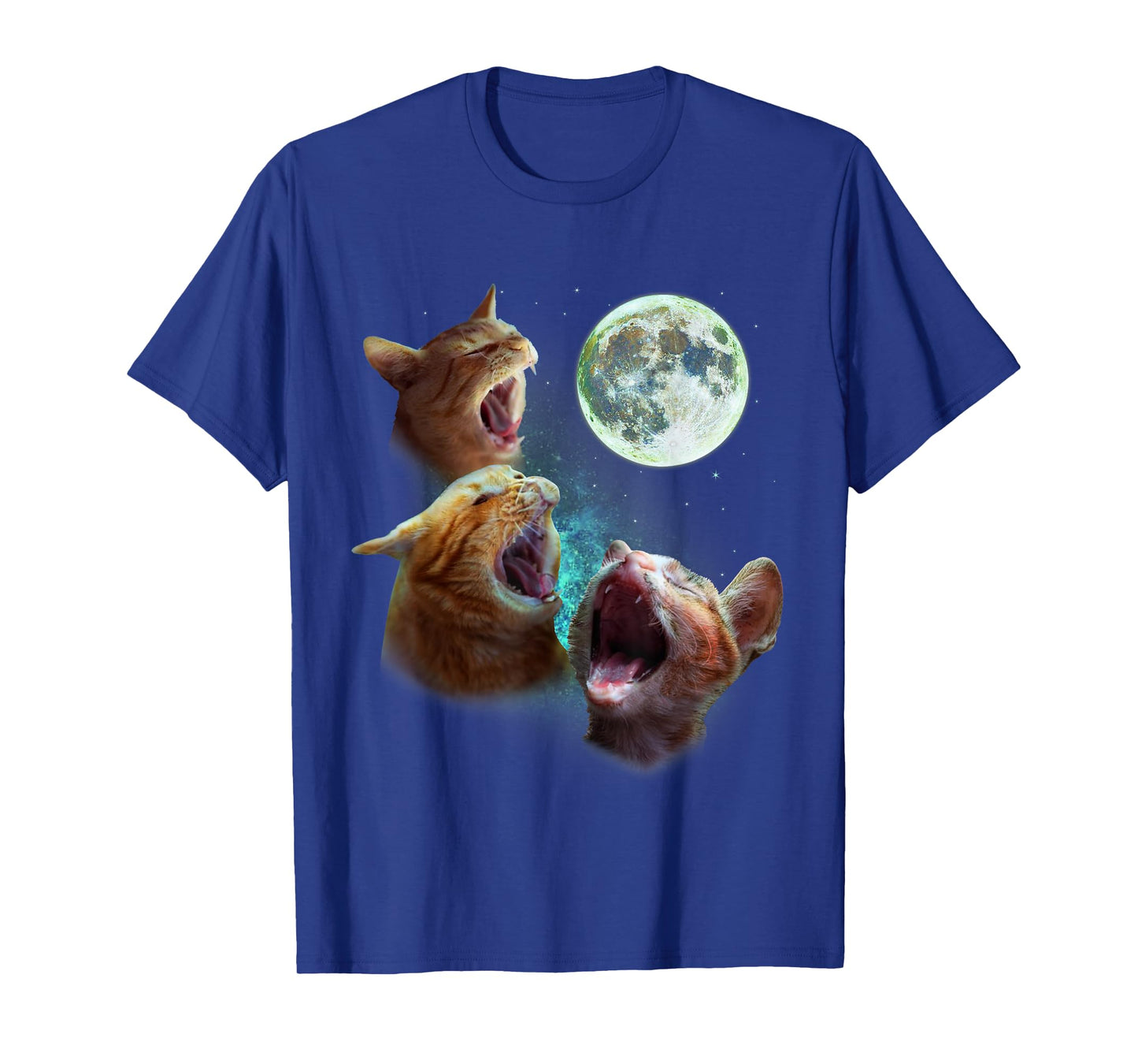 Three Orange Tabby Cats Howl At Moon 3 Wolfs - Funny Parody T-Shirt