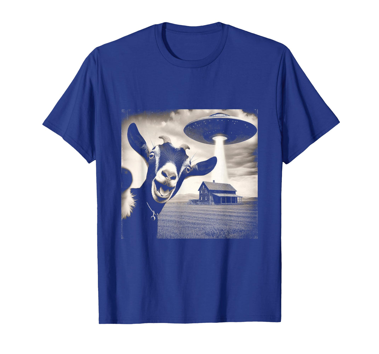 Alien Goat Selfie with UFO T-Shirt