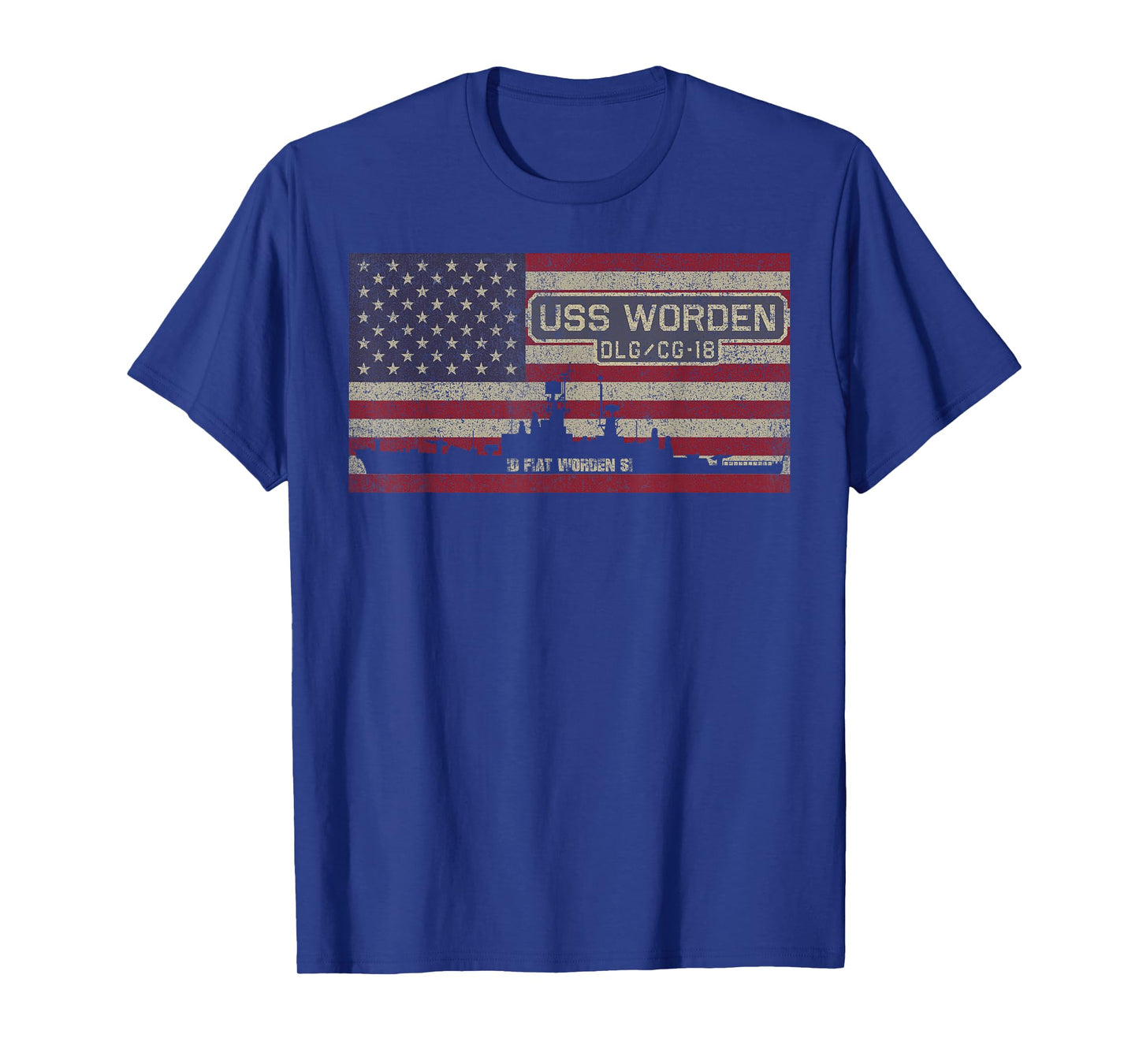 USS Worden DLG-18 Destroyer CG-18 Cruiser Ship American Flag T-Shirt