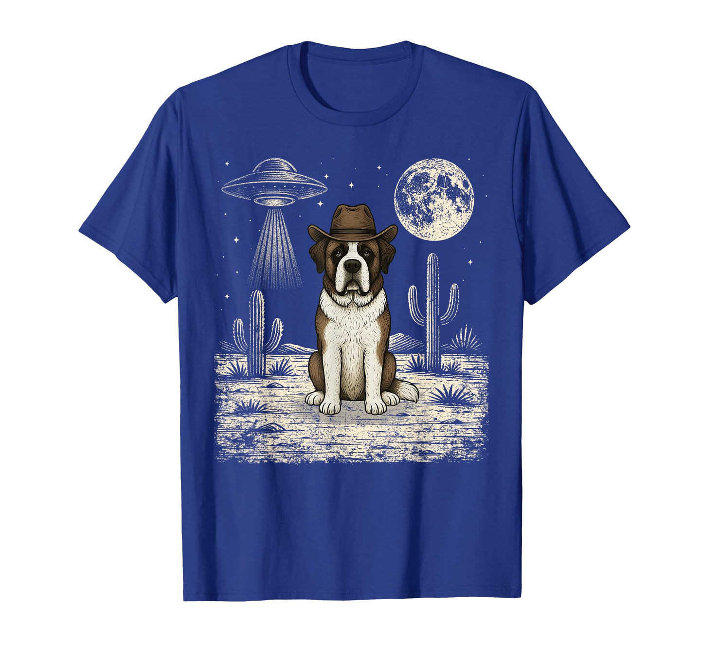 Funny Saint Bernard Cowboy Western Dog UFO T-Shirt