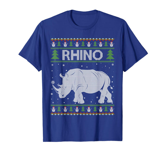 Rhino Santa Hat Funny Ugly Christmas Sweaters Pajamas T-Shirt