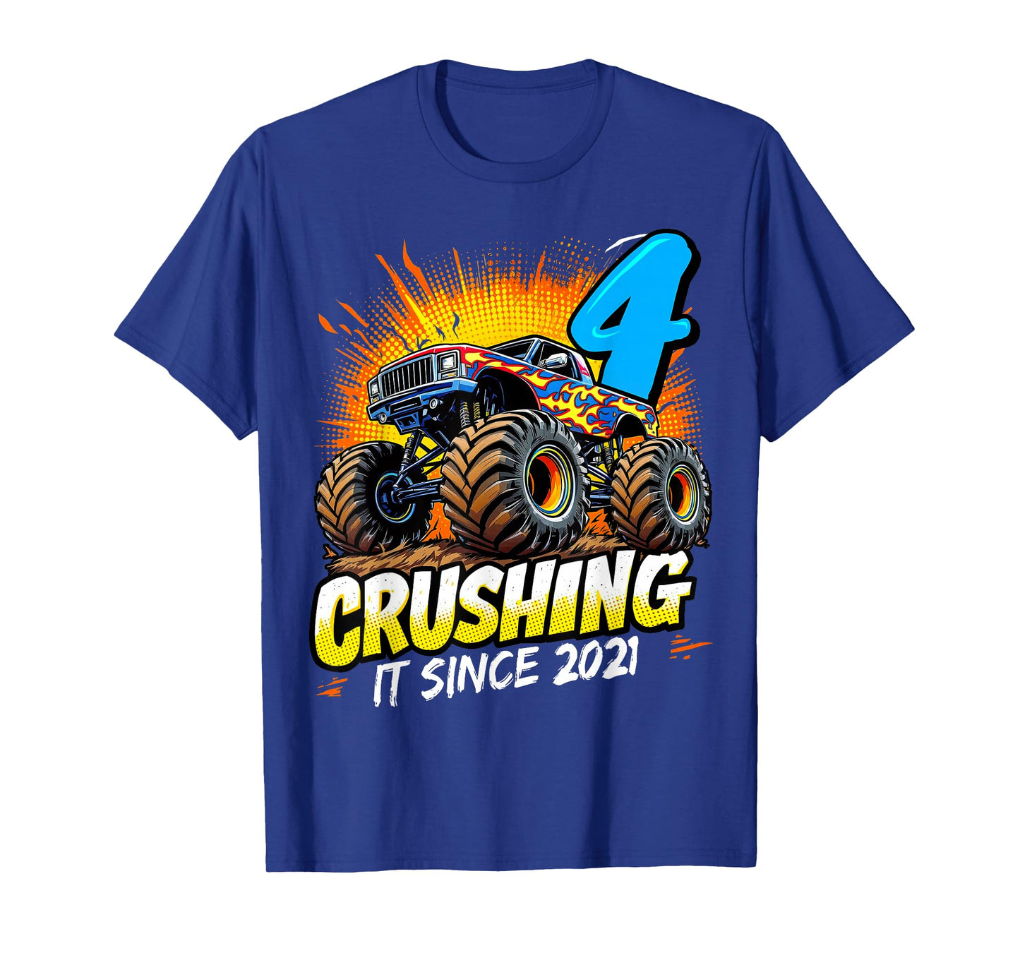 Birthday Monster Truck 4 year Old Boys 4th Party Born 2021 T-Shirt
