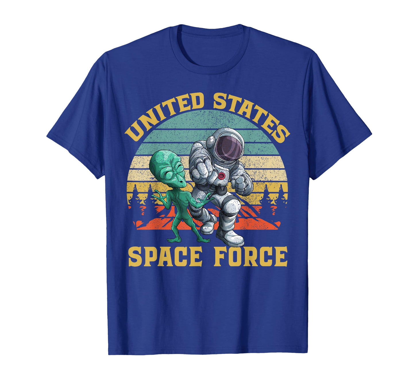 Retro US Space Force Graphic Vintage Sunset Alien Punch Gift T-Shirt