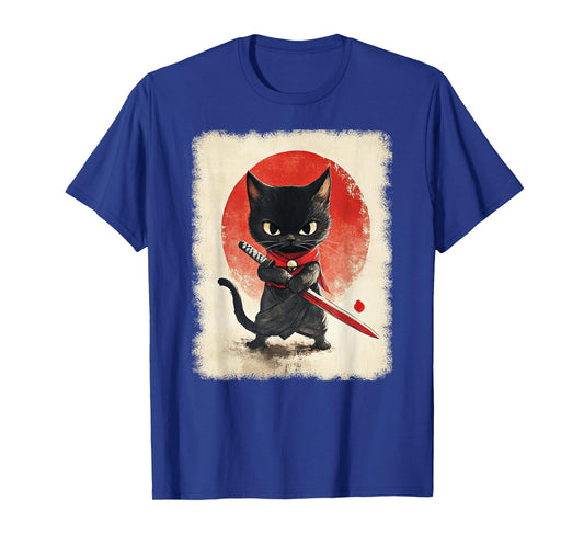 Japanese Samurai Kitten Kawaii Ninja Cat T-Shirt