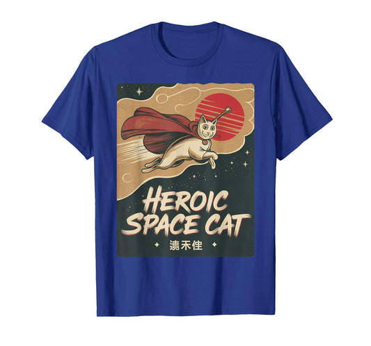 Space Cat Courage Japanese Retro Kawaii Cute Astronaut Cat T-Shirt for Men Women Kids