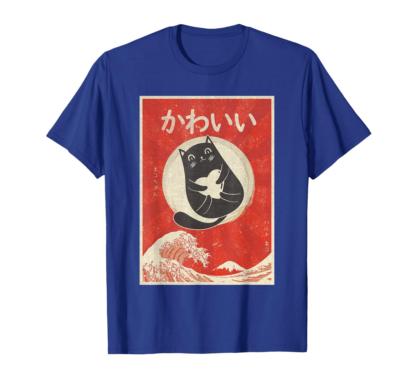 Retro Japanese Anime Cat Kawaii Japanese Word T-Shirt for Men Women Girls Kids