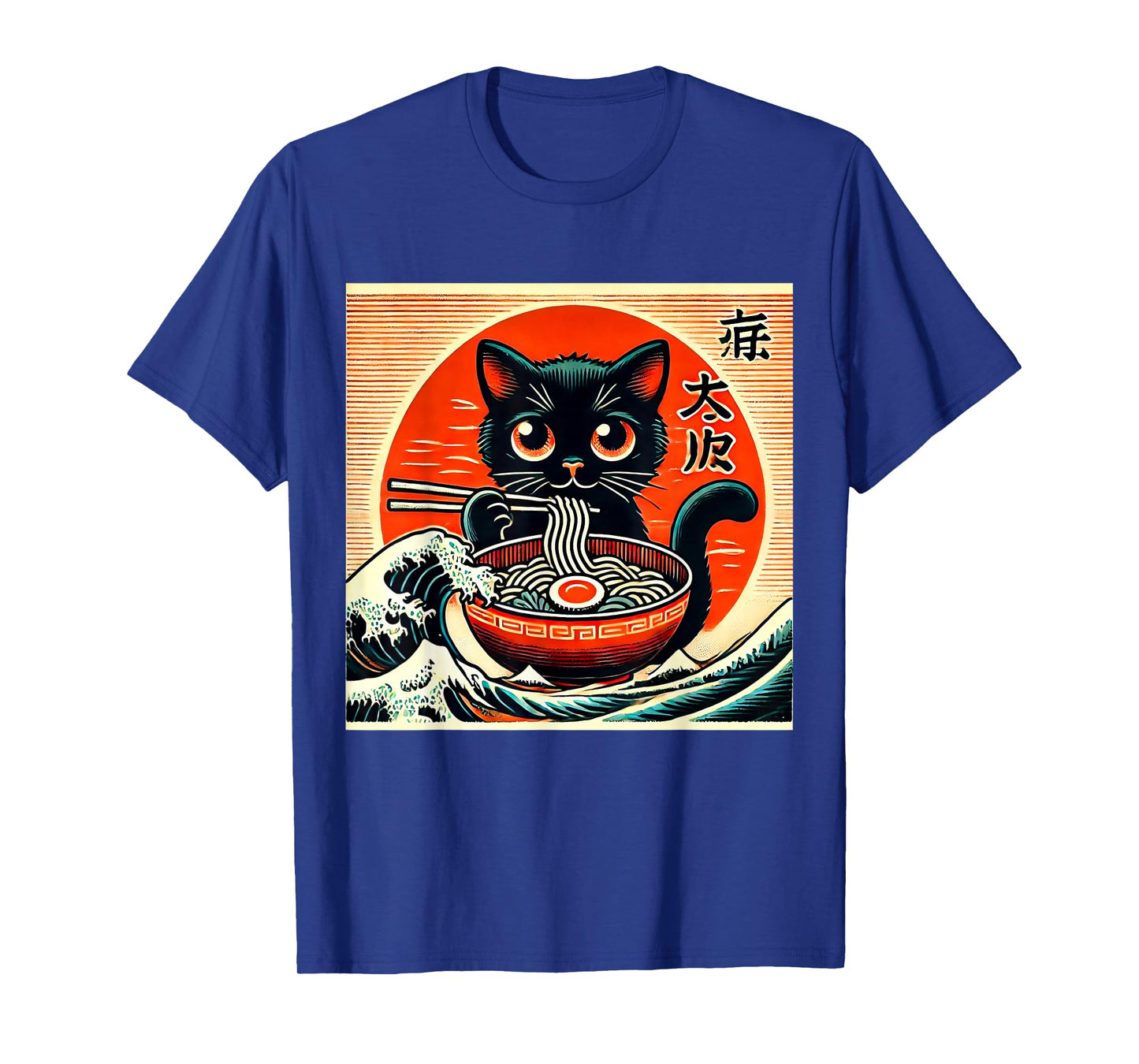 Cat Ramen Japanese Funny Graphic Tees Kawaii Cat Anime T-Shirt