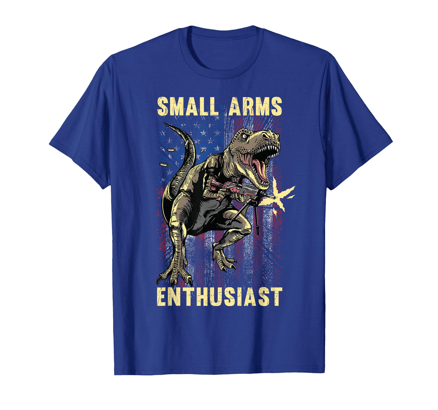 Small Arms Enthusiast Funny T-rex With Machine Gun USA Flag T-Shirt