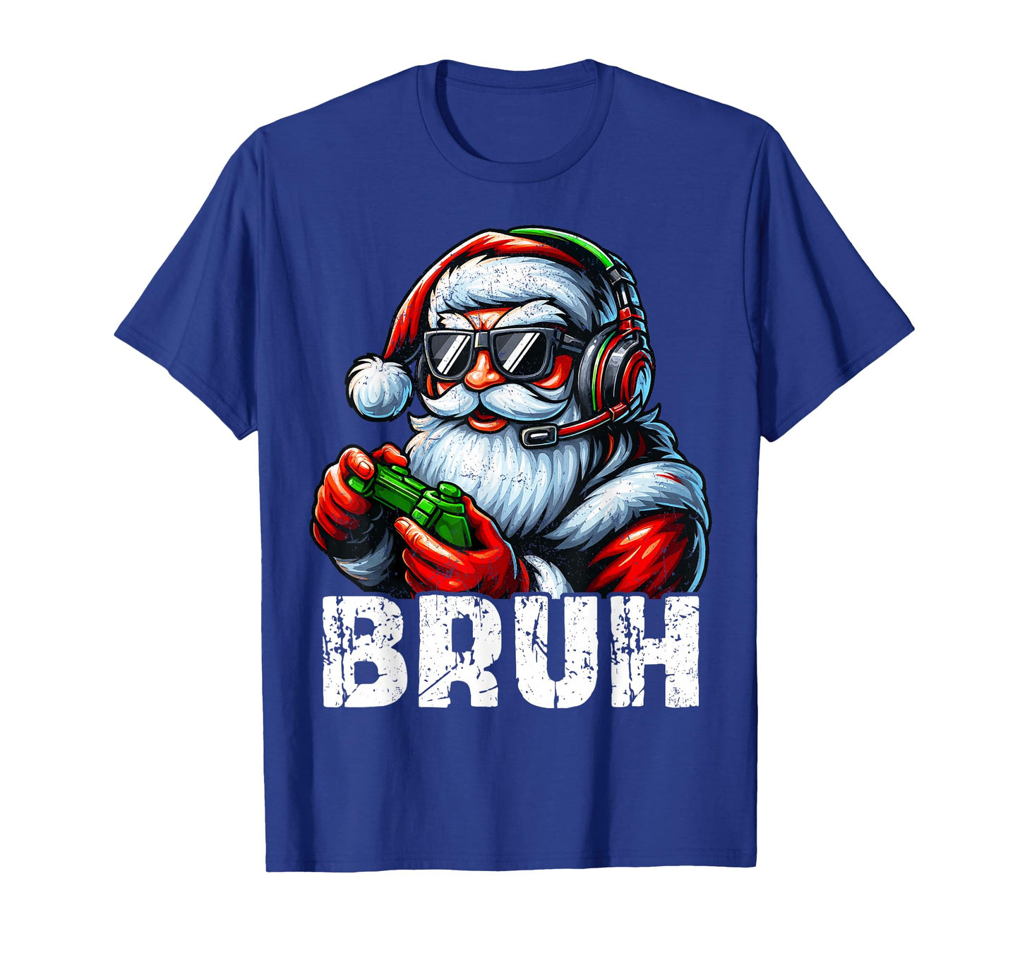 Bruh Funny Santa Gaming Gamer PJs Christmas Xmas Men Boy Kid T-Shirt