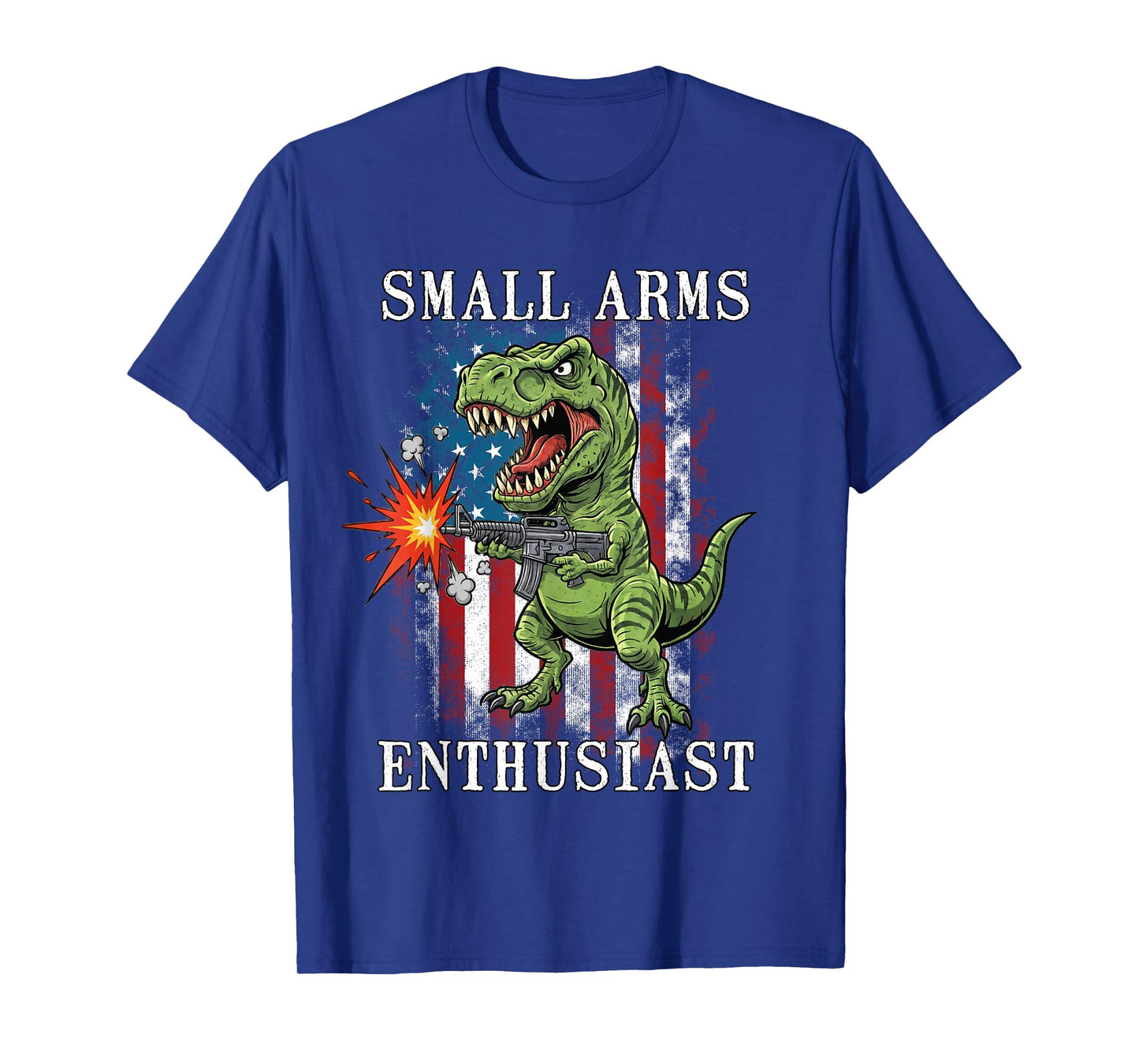 Small Arms Enthusiast Funny T-rex with Machine Gun USA Flag T-Shirt