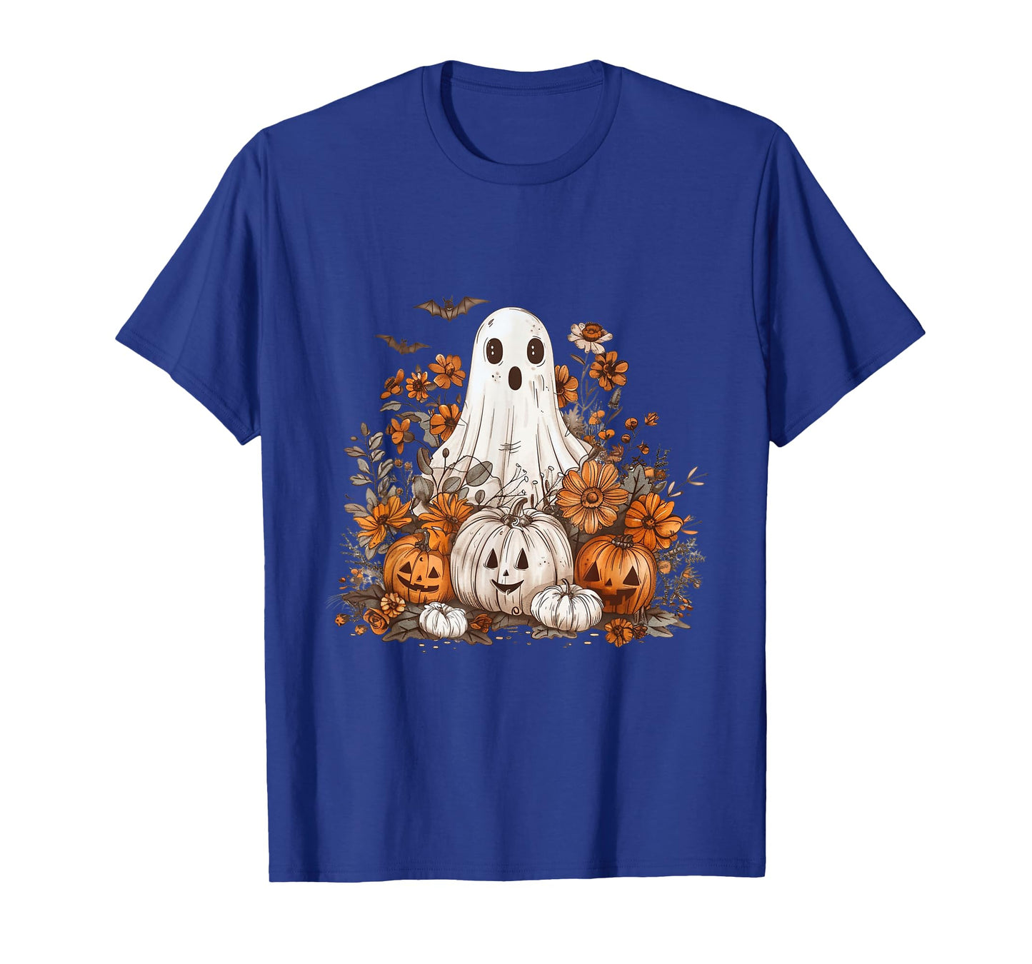 Cute Boho Flower Ghost Pumpkin Halloween Party Ghost Costume T-Shirt