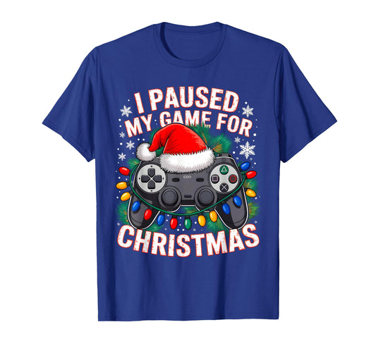 Paused My Game Christmas Gamer Xmas Men Boys Kids Youth Teen T-Shirt
