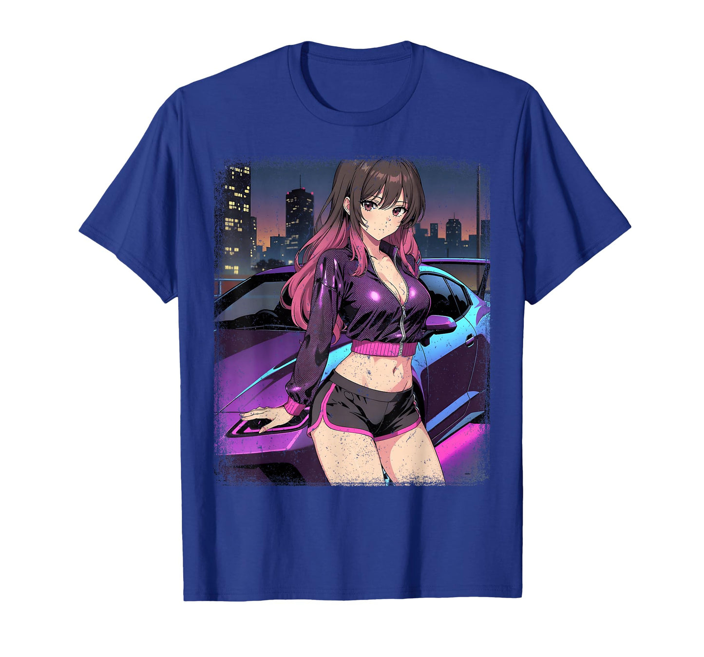 Retro Vintage Japanese JDM Race Car Waifu Anime Girl Women T-Shirt