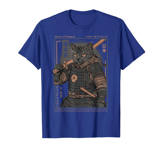 Samurai Cat Warrior Ukiyo Otaku Streetwear Cat Samurai T-Shirt