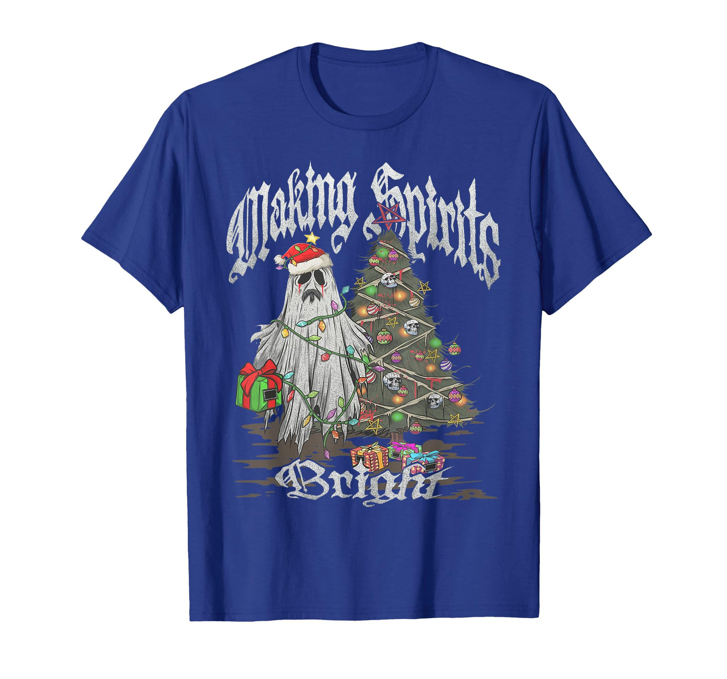 Vintage Retro Making Spirits Bright Ghost Christmas Graphic T-Shirt