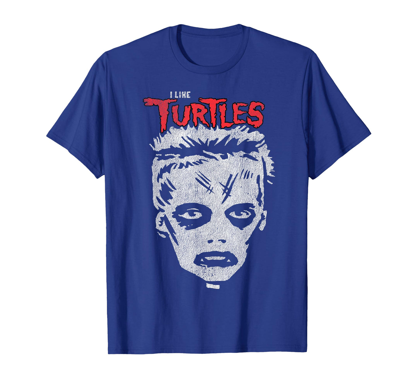 I Like Turtles Zombie Boy Skull Face T-Shirt