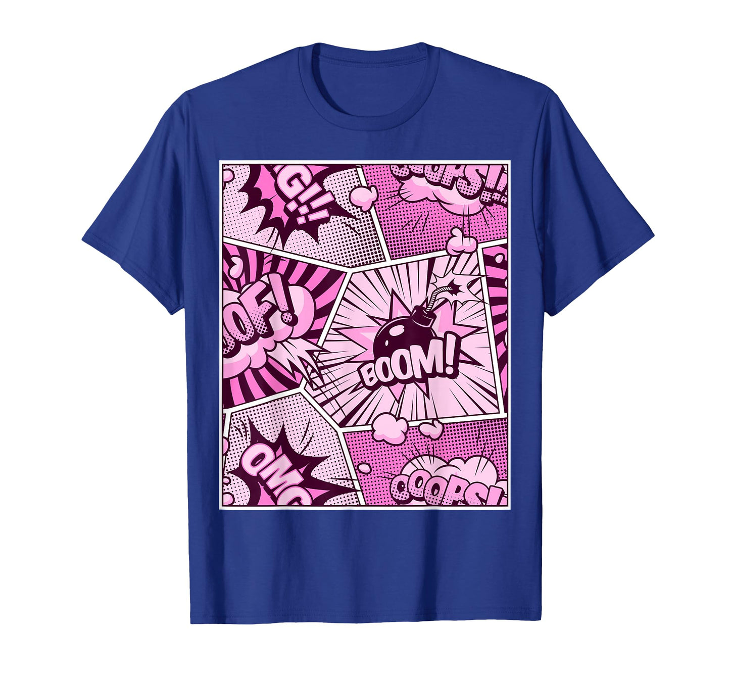 Comic Book Pink Color Graphic T-Shirt