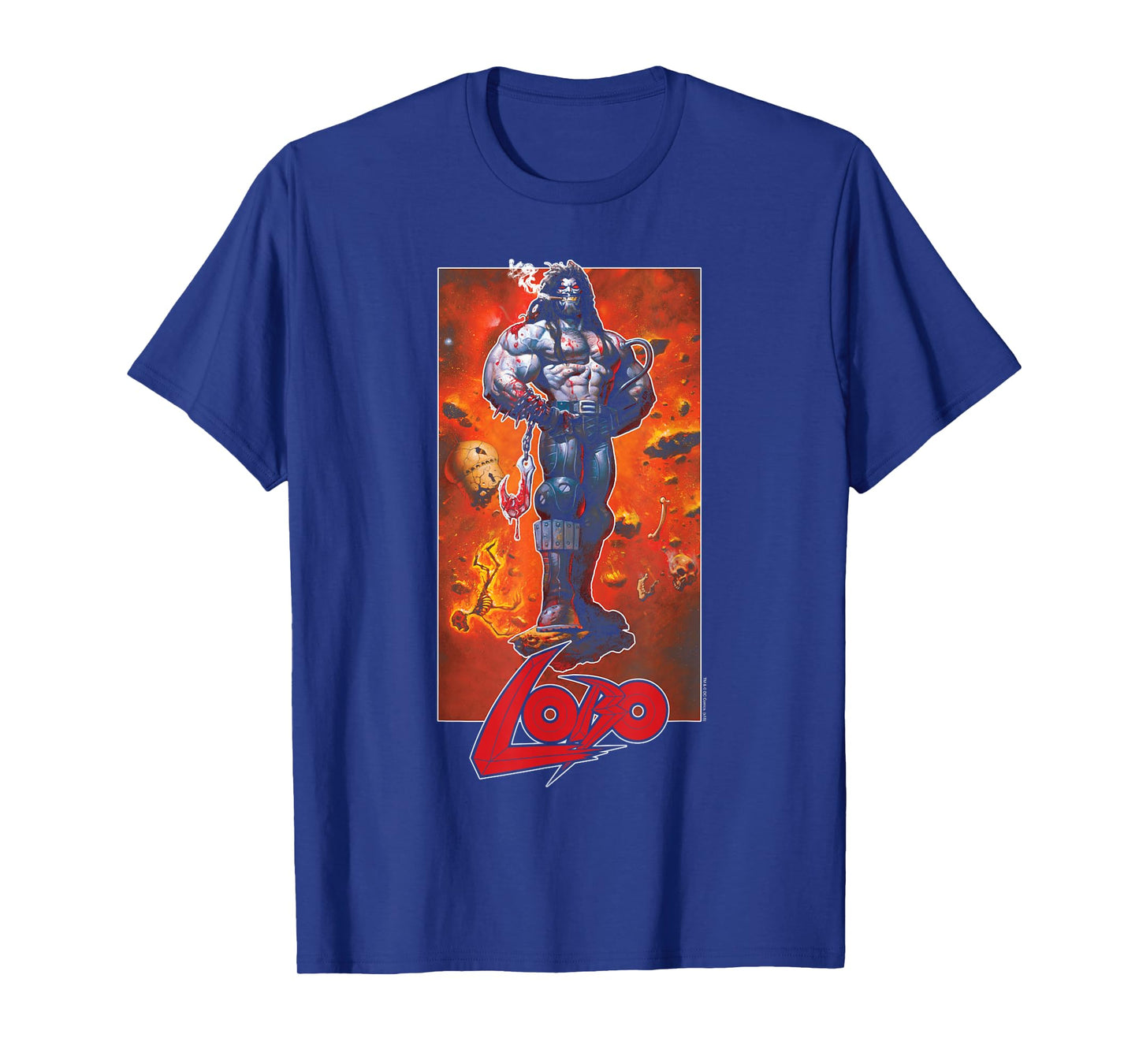 DC Comics Lobo Pose Unisex Adult Black Cartoon T-Shirt