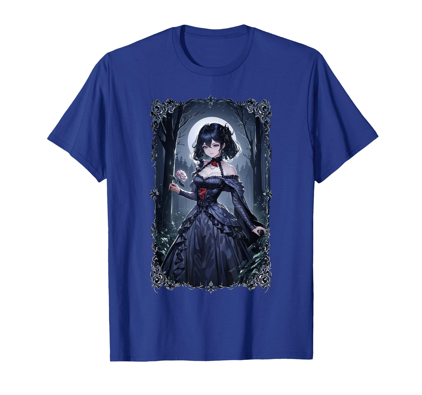 Anime Girl Gothic Waifu Japanese Victorian Moon Elegance T-Shirt