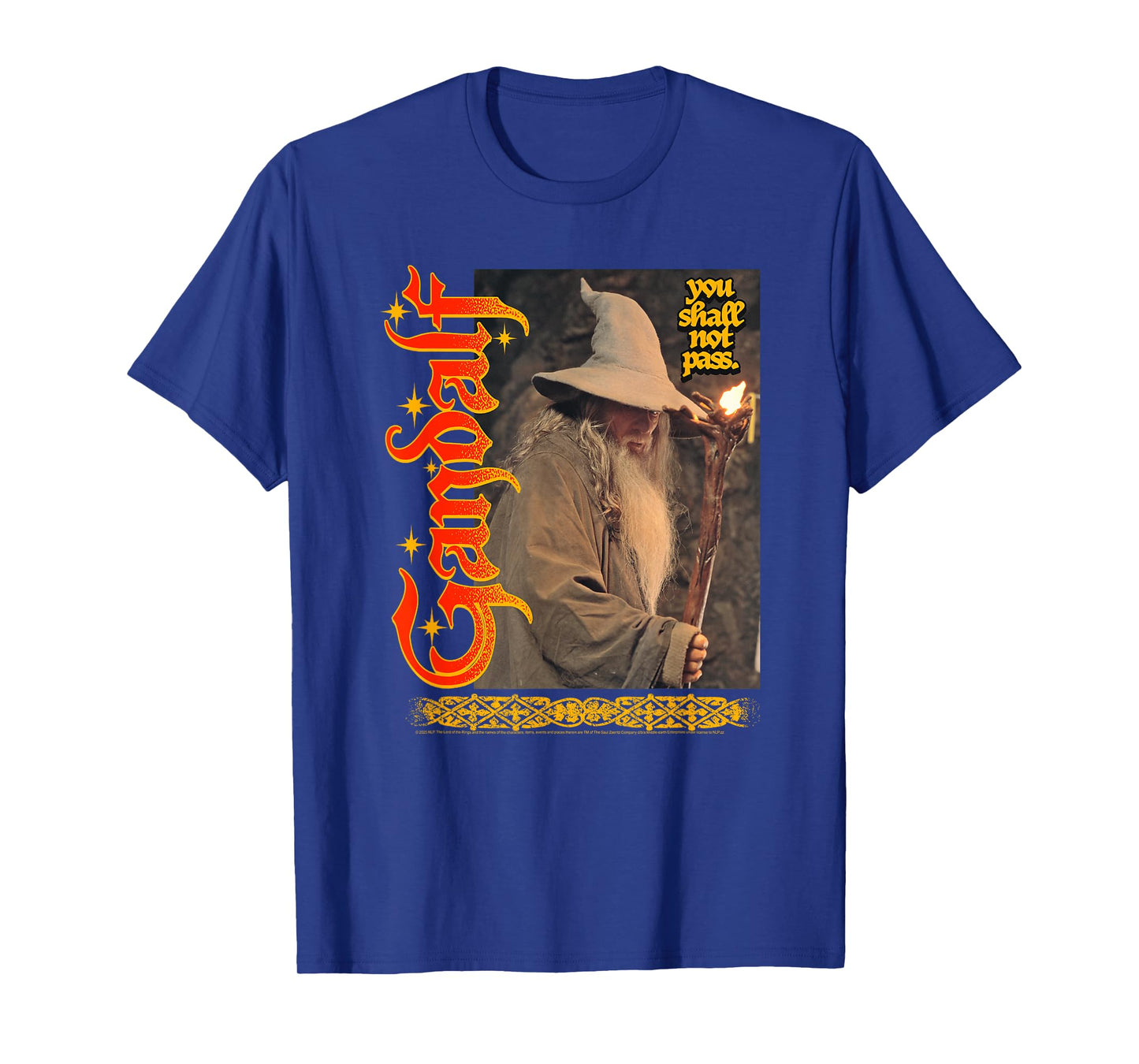 Lord of The Rings Gandalf You Shall Not Pass Ornate Scroll T-Shirt