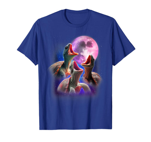 3 Sea Turtles Howling At The Moon Funny Pet Turtle Tortoise T-Shirt