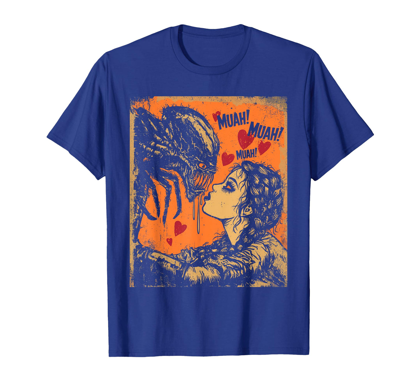 Goth Girl Kissing Creepy Spider Comic Panel Halloween Art T-Shirt