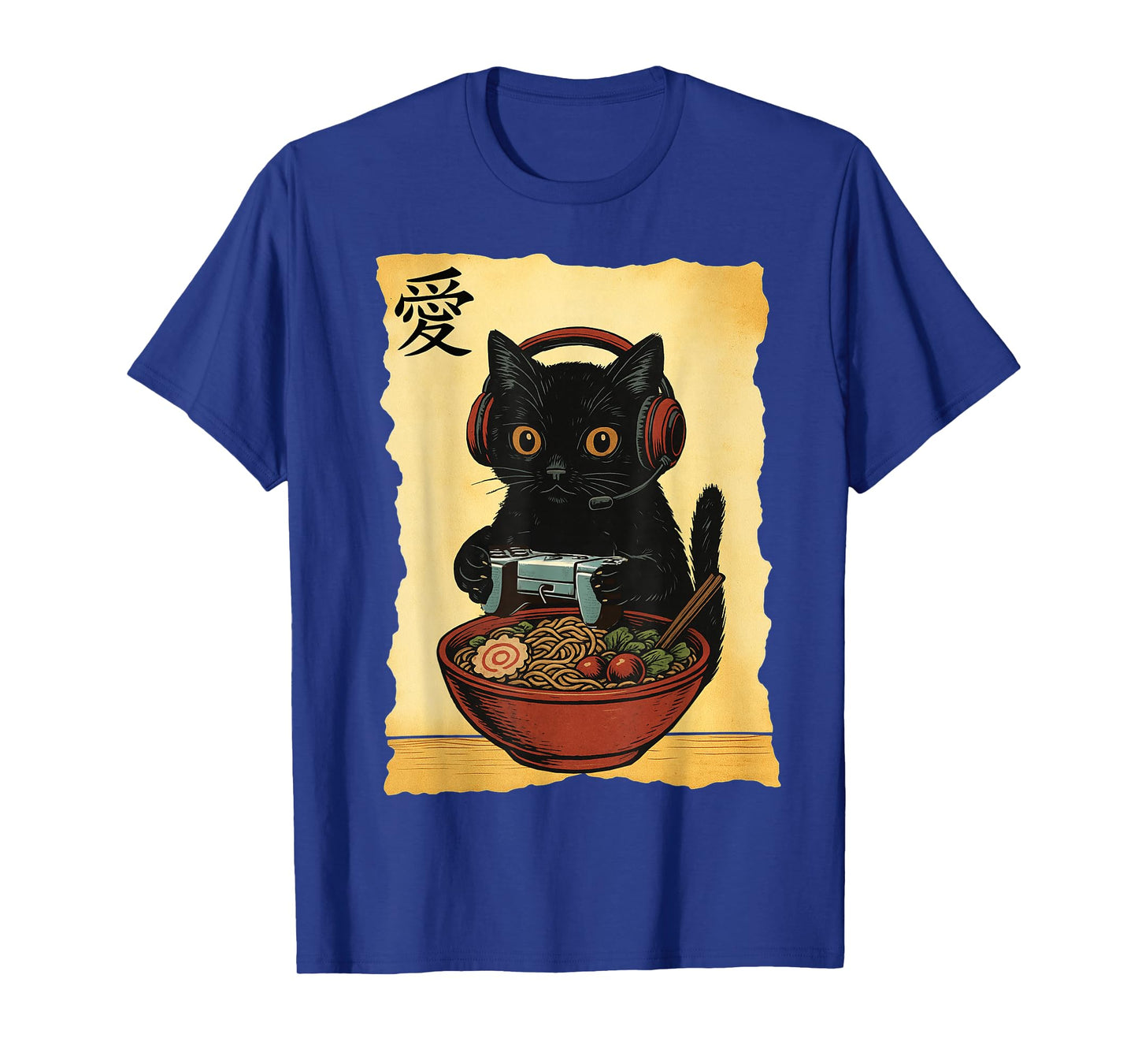 Cute Kawaii Gamer Cat Funny Ramen Retro Japanese Cat Gaming T-Shirt