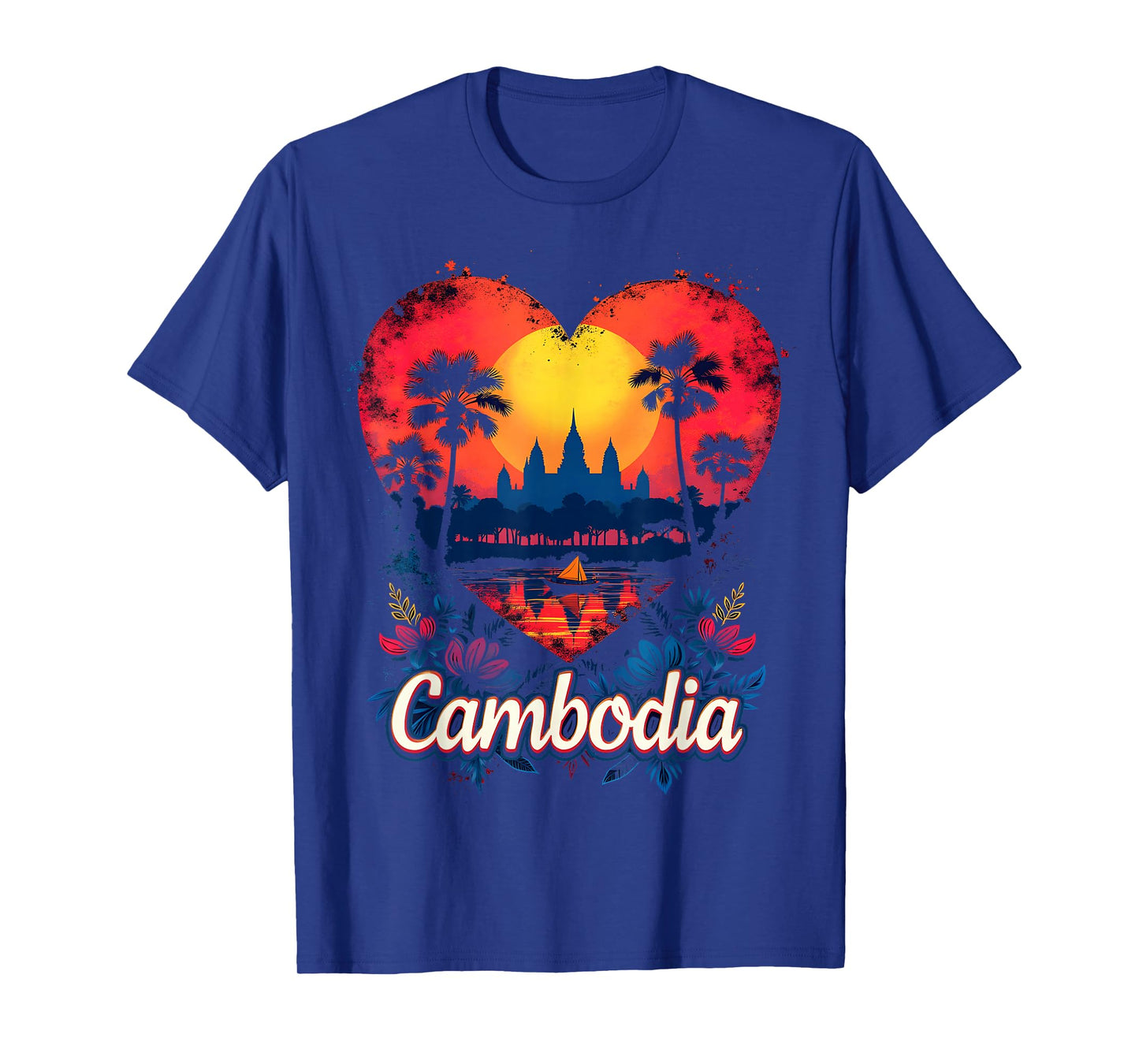 Cambodia Flag Heart T-Shirt