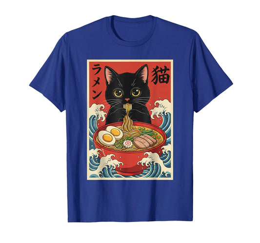 Kawaii Anime Cat Ramen Japanese Graphic Tees Men Women Teens T-Shirt