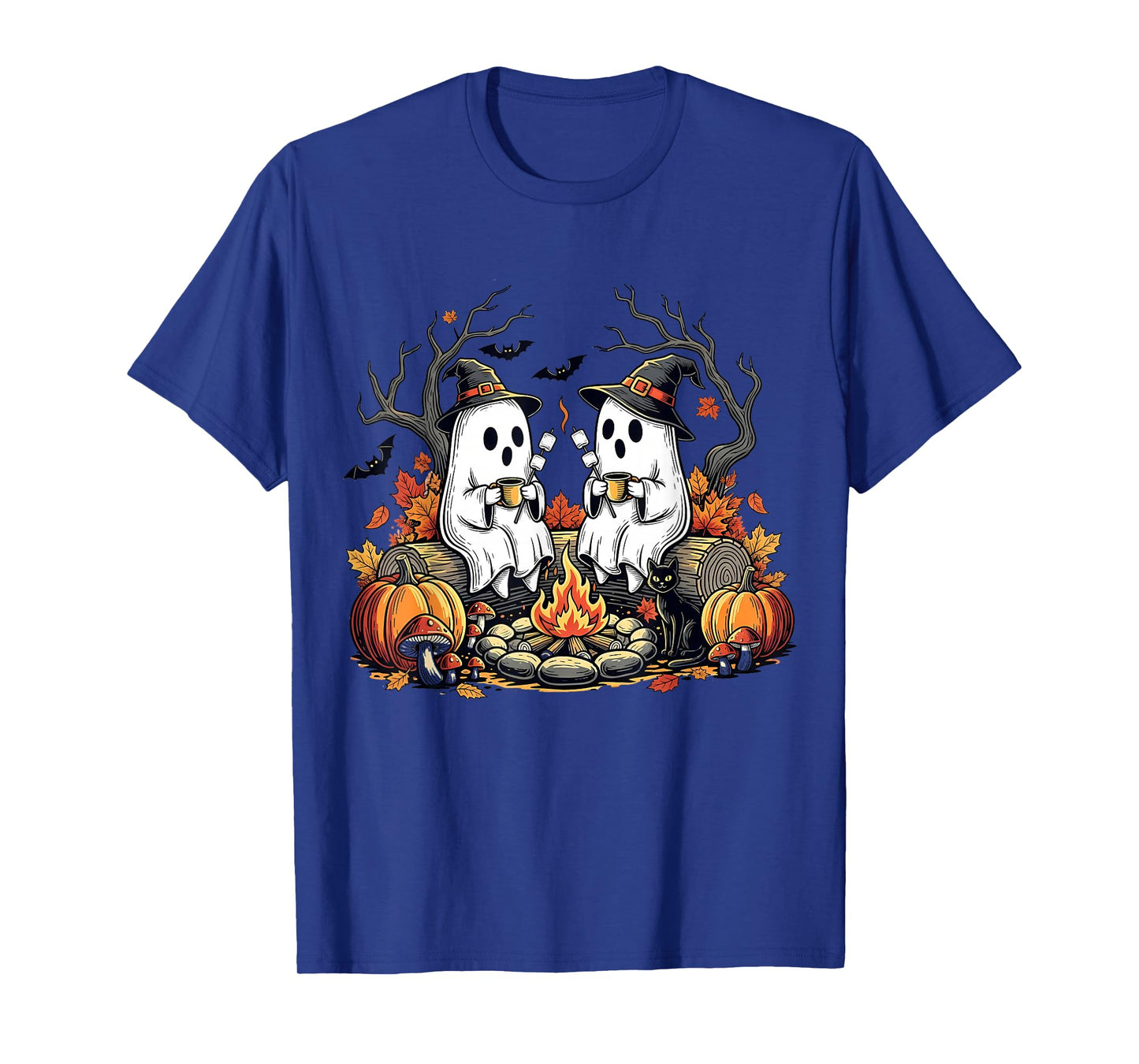 Retro Cute Ghost Boo Spooky Season Autumn Camping Halloween T-Shirt