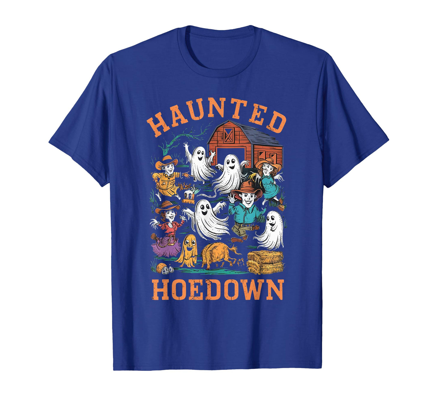 Cowboy Scarecrow Boo Ghost Haunted Hoedown Farm Halloween T-Shirt