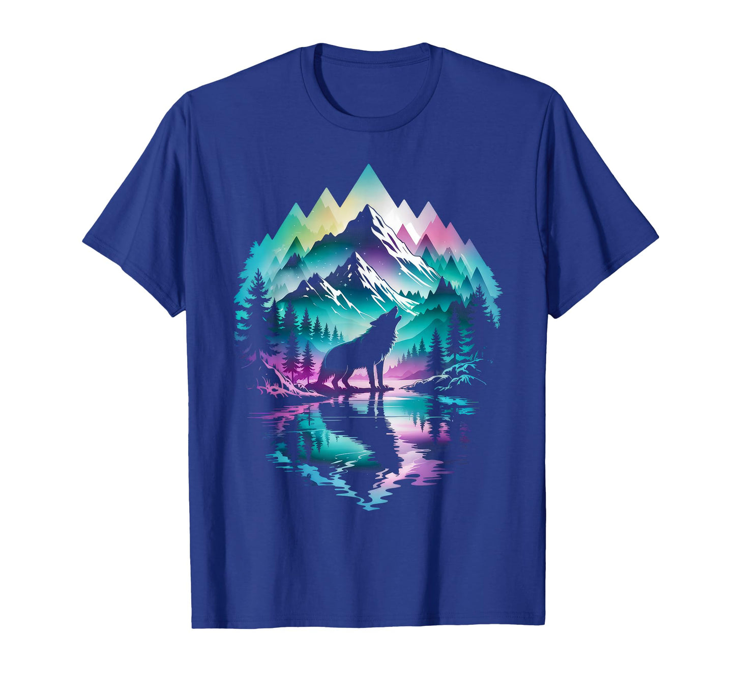 Wolf Forest Moon Vintage Cosmic Howling Wolf Lover Graphic T-Shirt