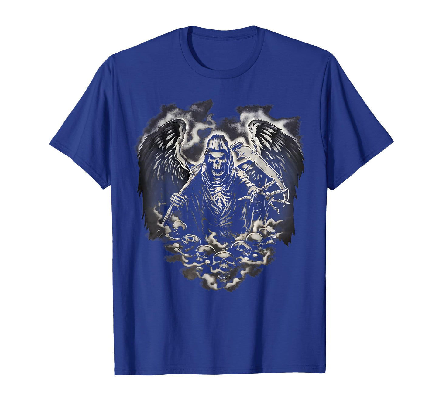 Grim Reaper Skull Heart Scythe Skeleton Angel Death Horror T-Shirt