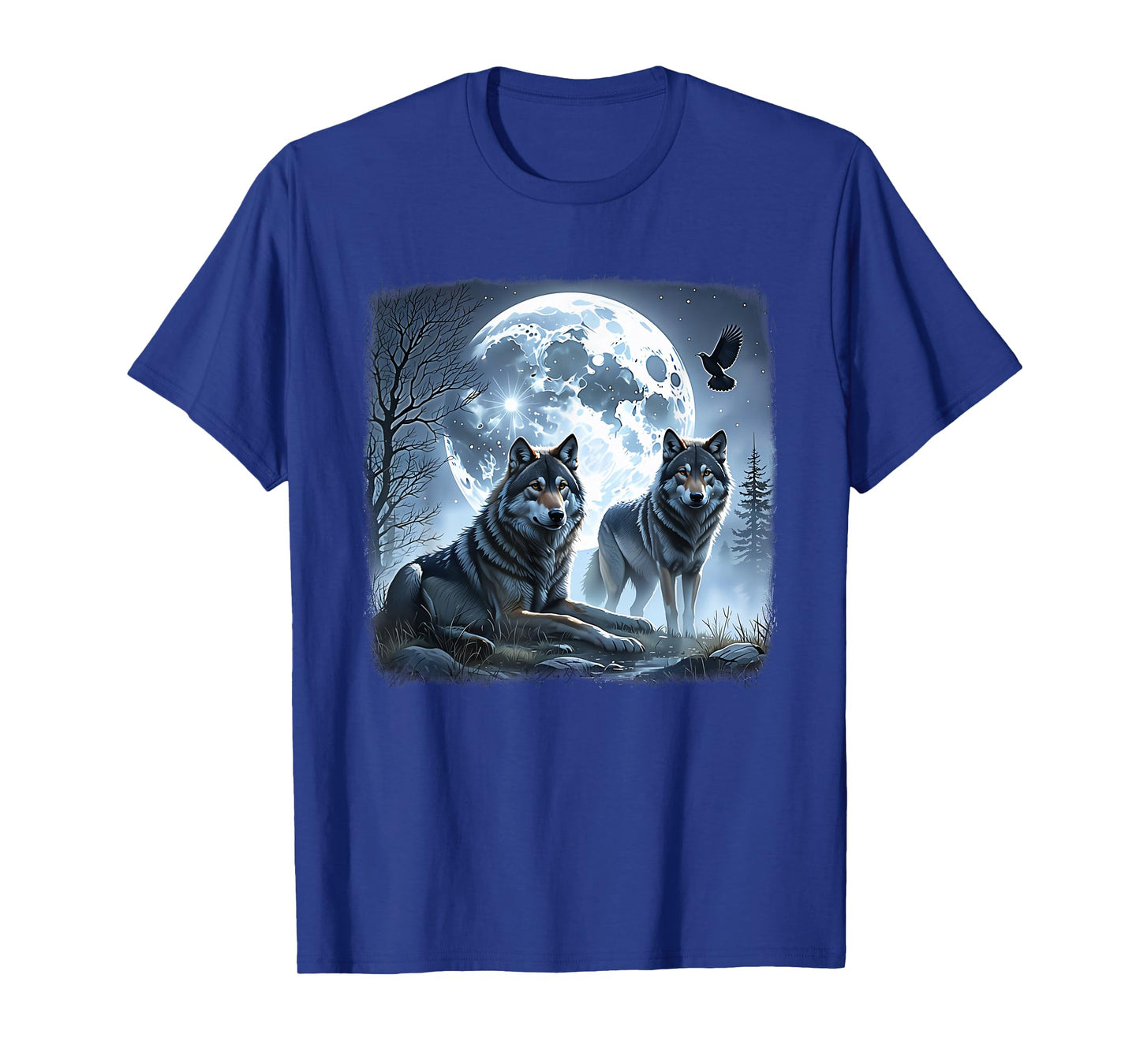 Mystical Wolves Native American Full Moon Mountain 0CAS09 T-Shirt
