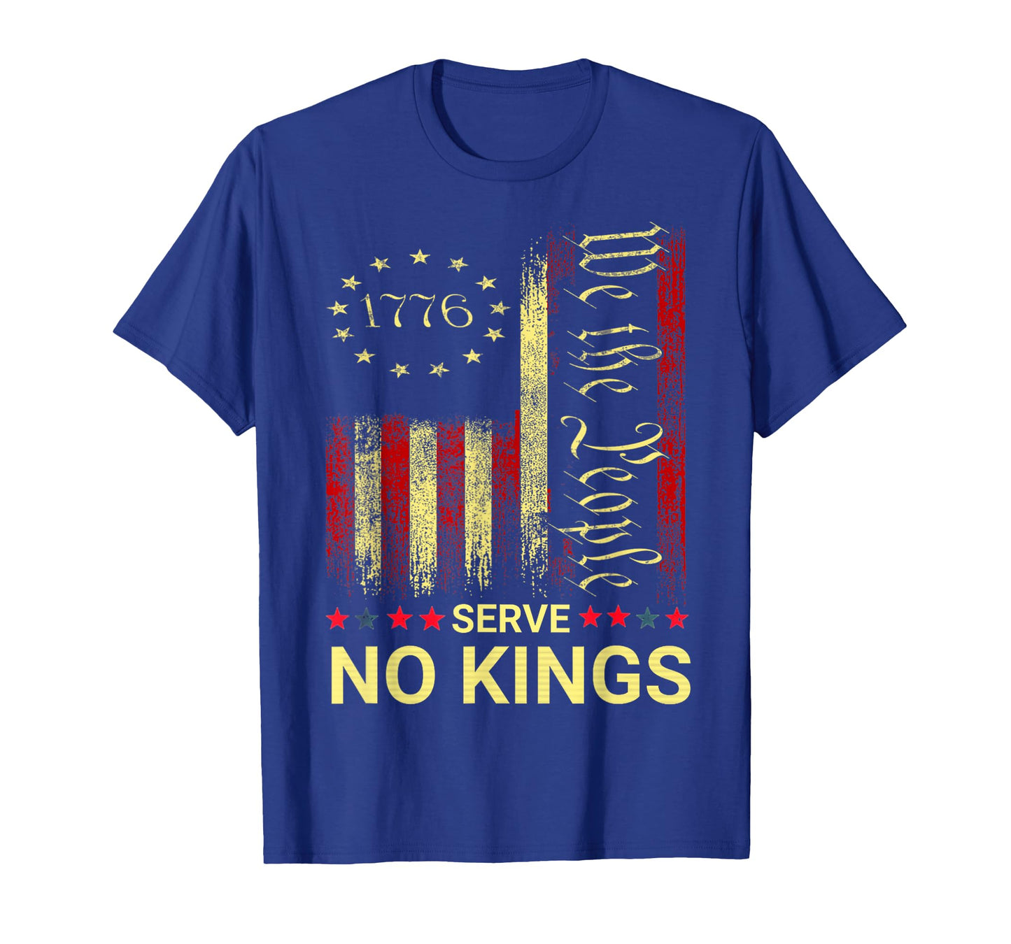 No Kings in America Since 1776 Distressed USA Flag Vintage T-Shirt