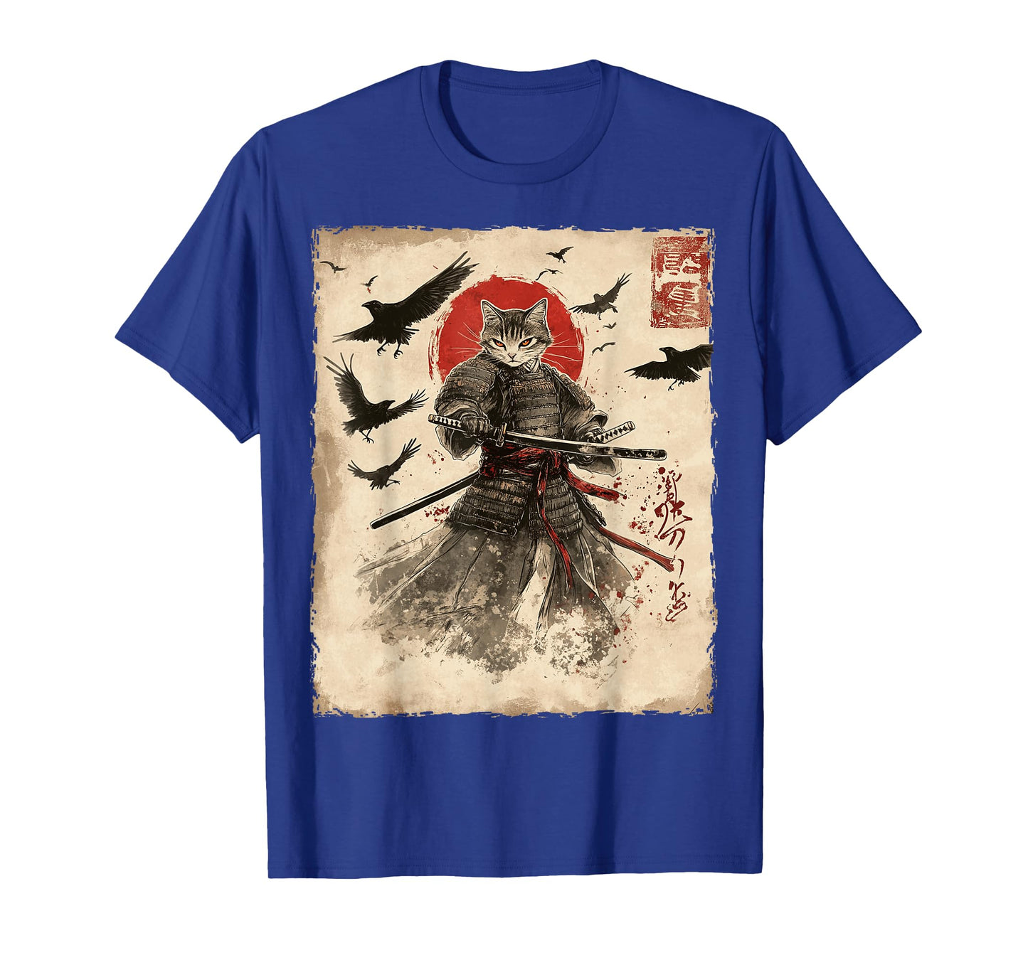 Cat Samurai Graphic Japanese Warrior Anime T-Shirt