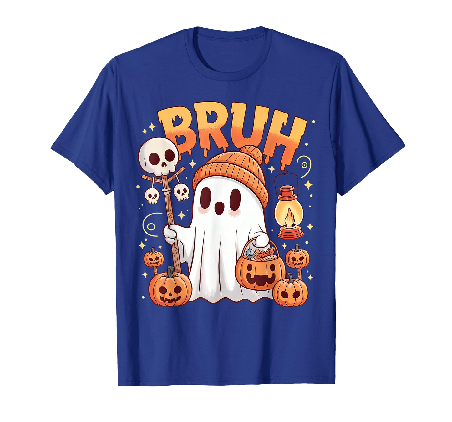 Bruh Ghost Halloween Cute Ghost Trick Or Treat Candy Kids T-Shirt