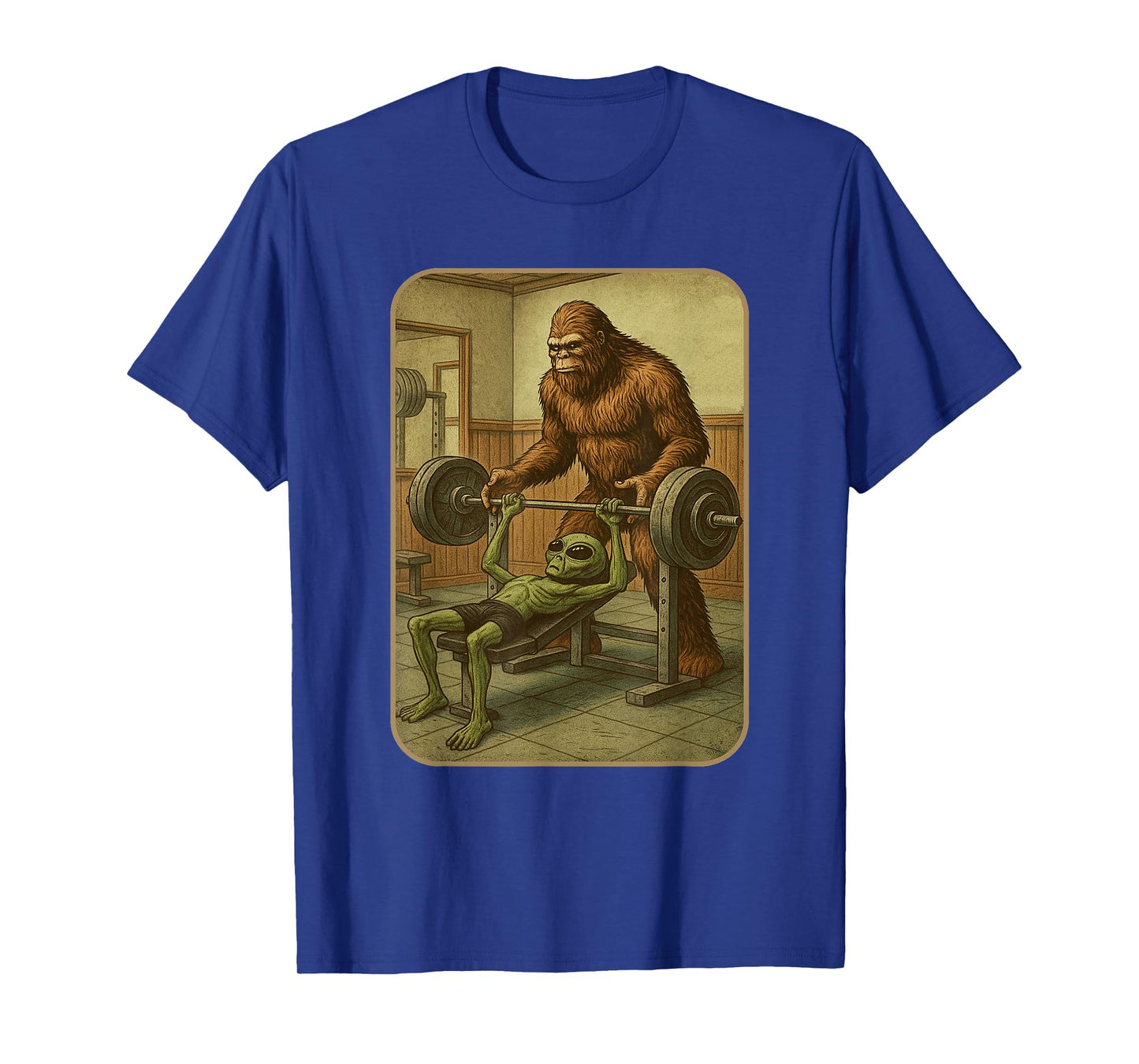 Gym Design Men Women Weightlifting Bigfoot Alien T-Shirt