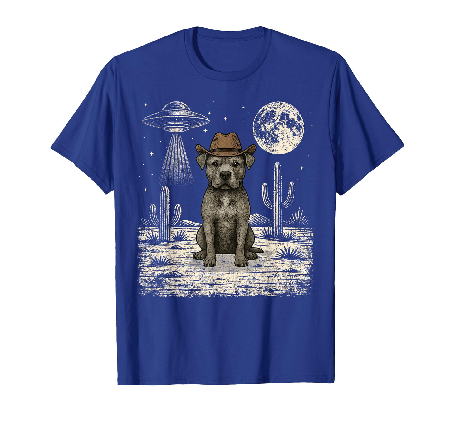 Funny Pit Bull Cowboy Western Pittie Dog UFO T-Shirt