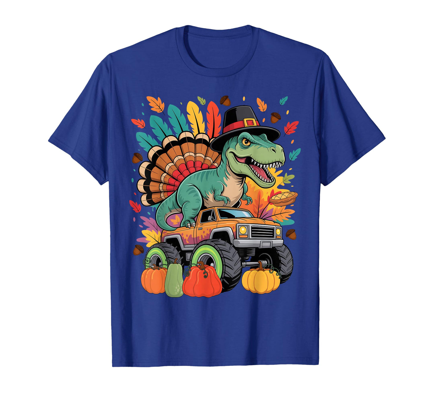 Turkey Dinosaur Monster Truck Thanksgiving Boy Toddler Kid T-Shirt