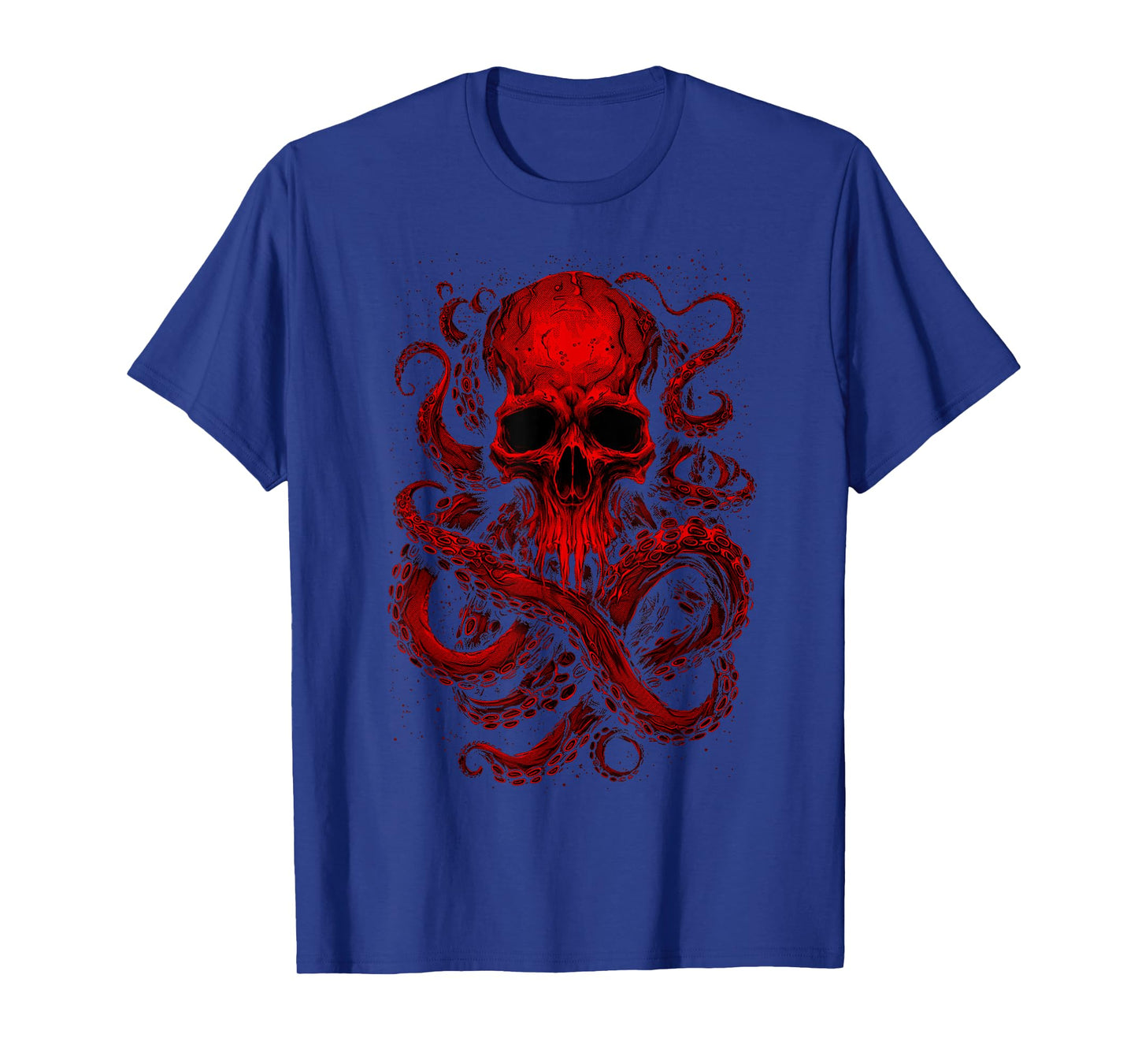 Octopus Skull Monster Red Krakens Cthulhus Cool for Men Boys T-Shirt