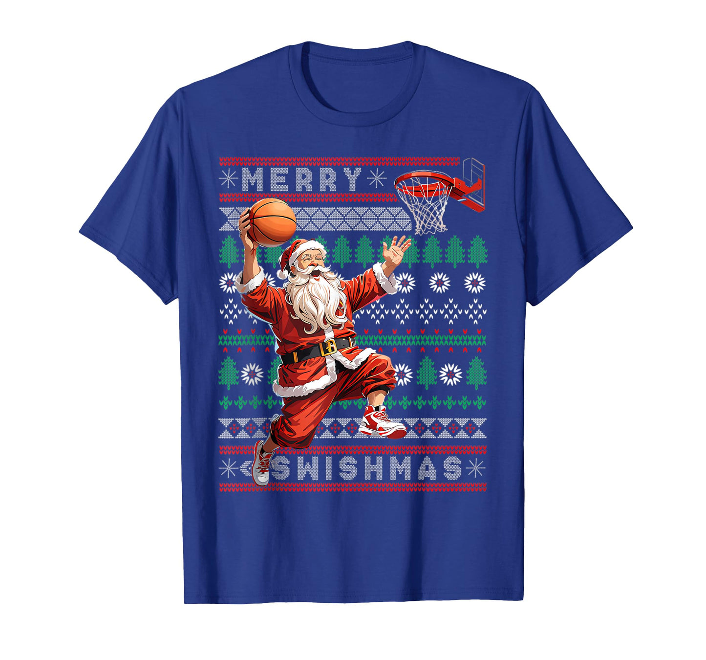 Merry Swishmas Basketball Ugly Christmas Xmas Men Boys Kids T-Shirt